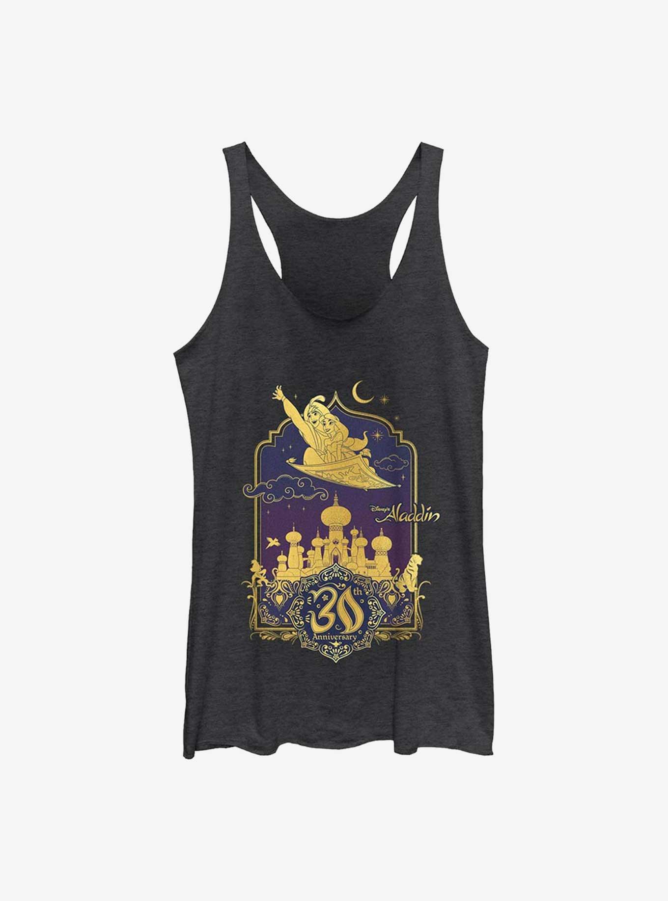 Disney Aladdin & Jasmine Flying 30th Anniversary Girls Tanks, BLK HTR, hi-res