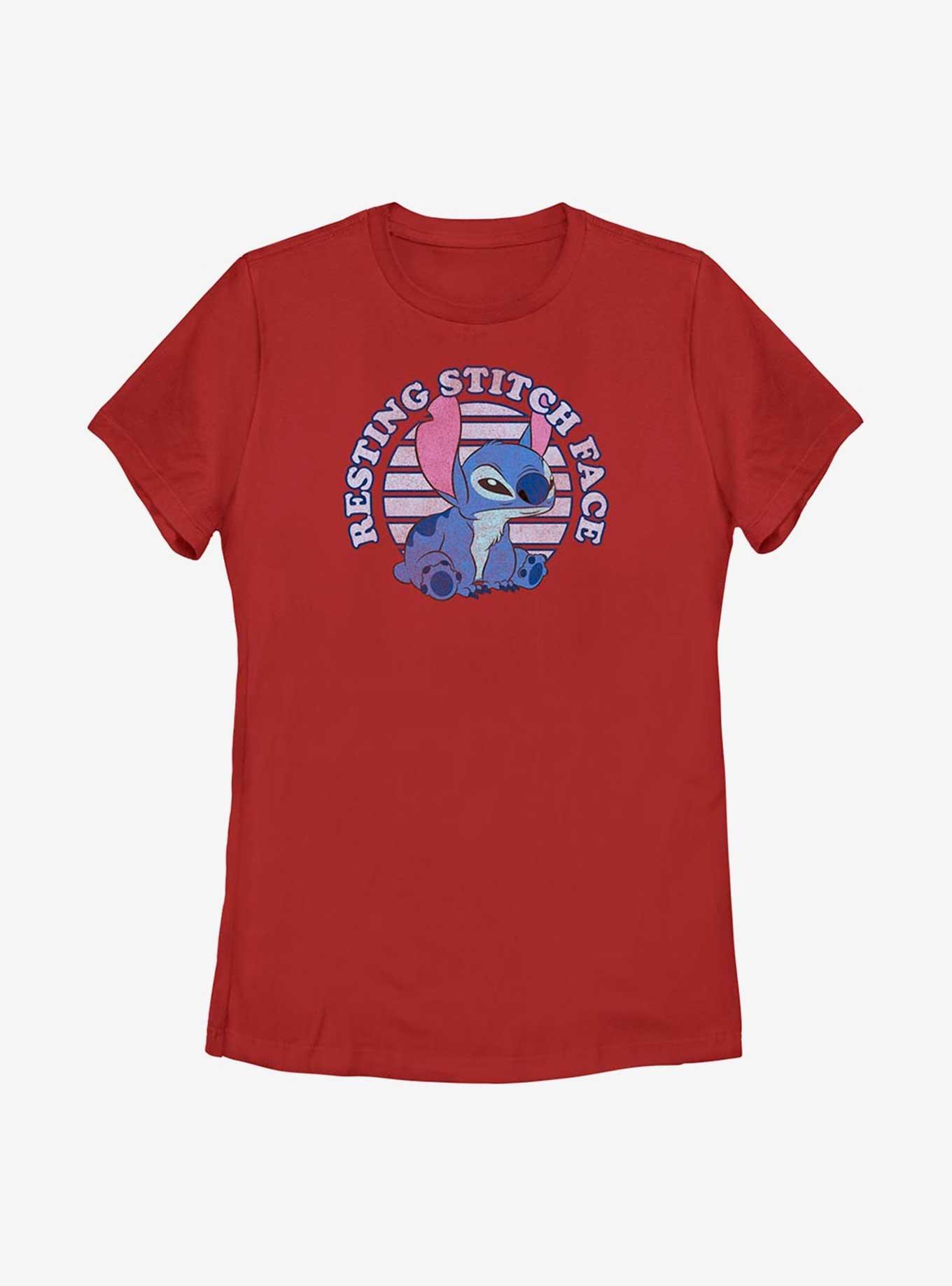 Disney Lilo And Stitch Face Womens T-Shirt, RED, hi-res