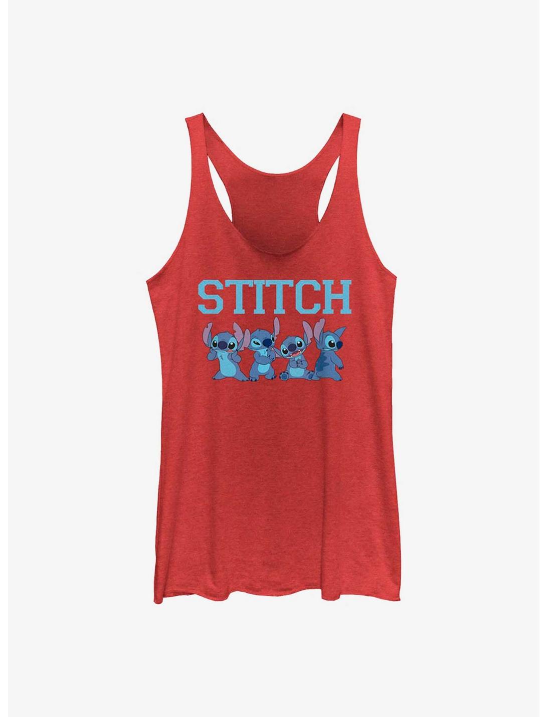 Disney Lilo And Stitch Happy Stitch Womens Tank Top, RED HTR, hi-res