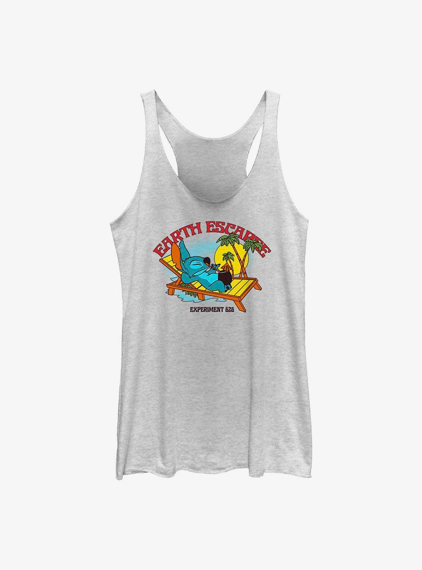 Disney Lilo And Stitch Lazy Stitch Womens Tank Top, WHITE HTR, hi-res