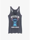 Disney Lilo And Stitch Good Vibes Womens Tank Top, NAVY HTR, hi-res