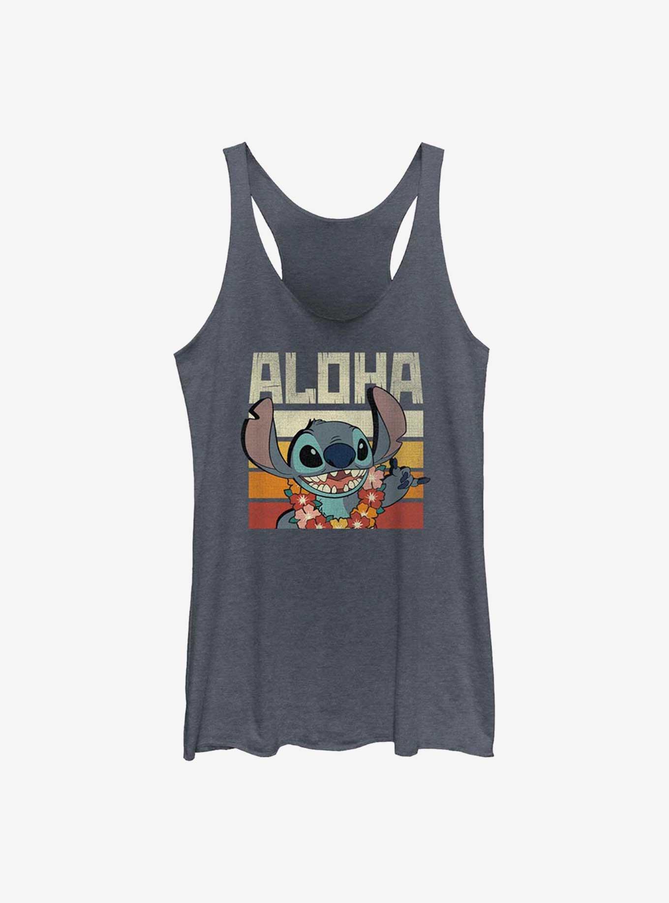 Disney Lilo And Stitch Says Aloha Womens Tank Top, NAVY HTR, hi-res
