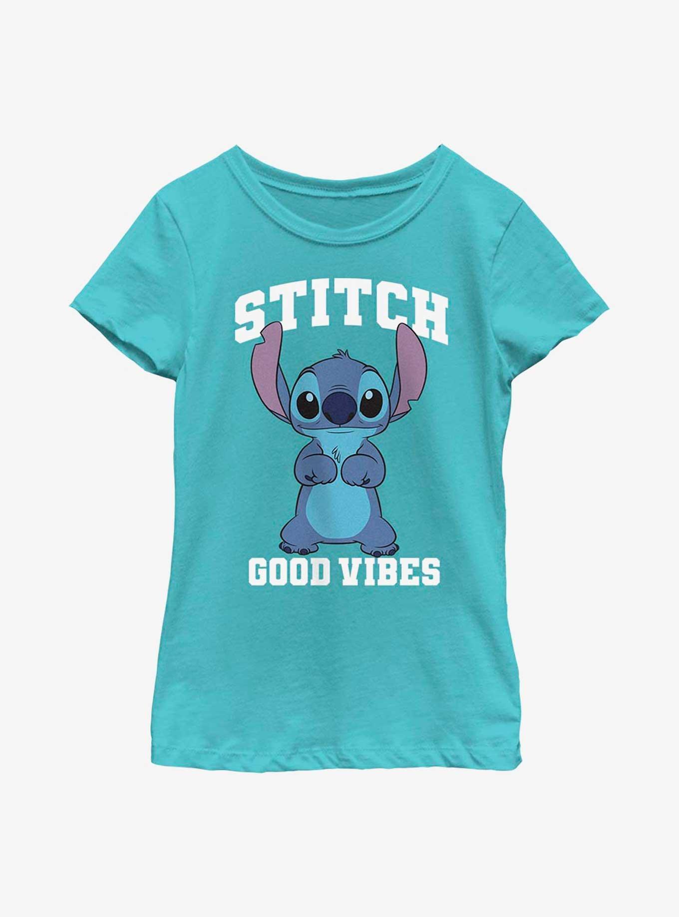 Disney Lilo And Stitch Good Vibes Youth Girls T-Shirt, TAHI BLUE, hi-res