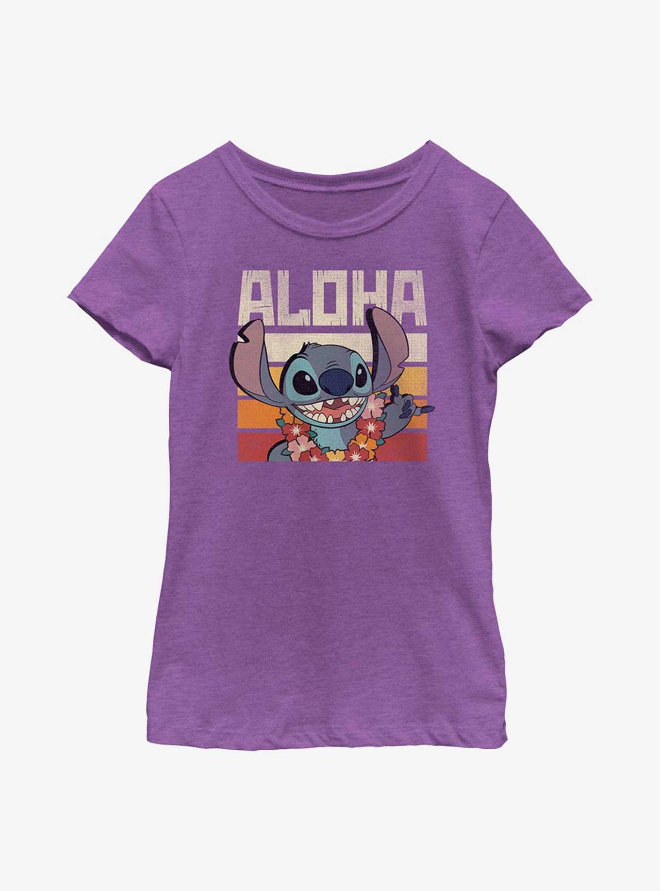 Disney Lilo And Stitch Says Aloha Youth Girls T-Shirt, PURPLE BERRY, hi-res
