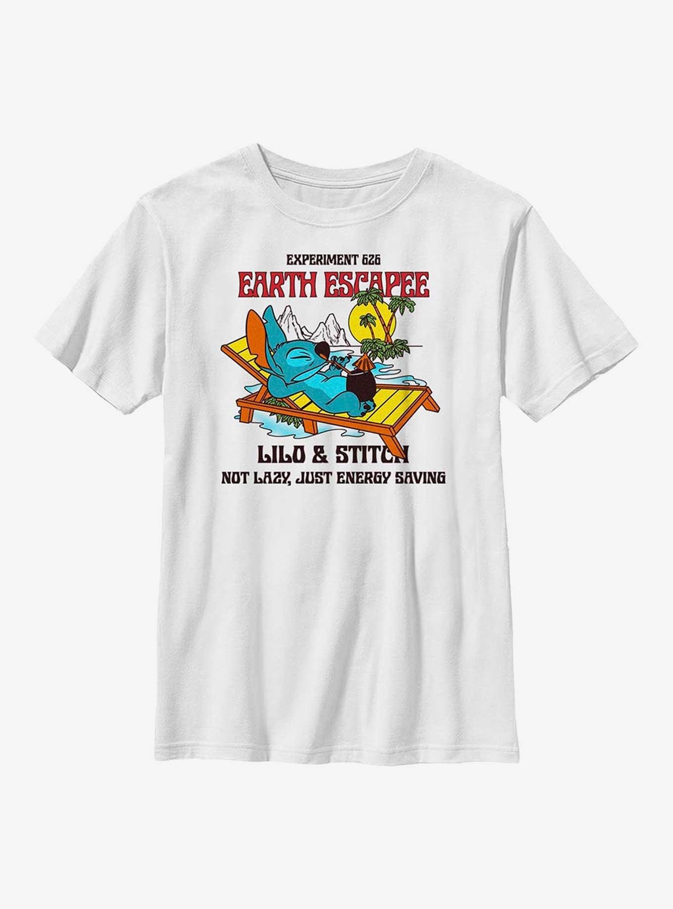 Disney Lilo And Stitch Lazy Stitch Back Youth T-Shirt, WHITE, hi-res