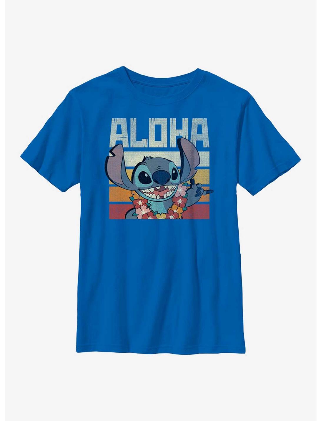 Disney Lilo And Stitch Says Aloha Youth T-Shirt, ROYAL, hi-res