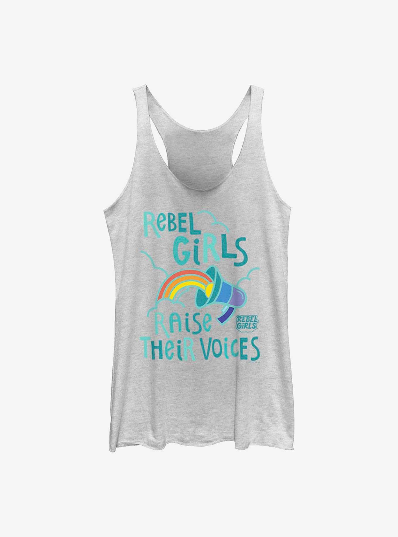 Rebel Girls Raise Their Voices Womens Tank Top, WHITE HTR, hi-res