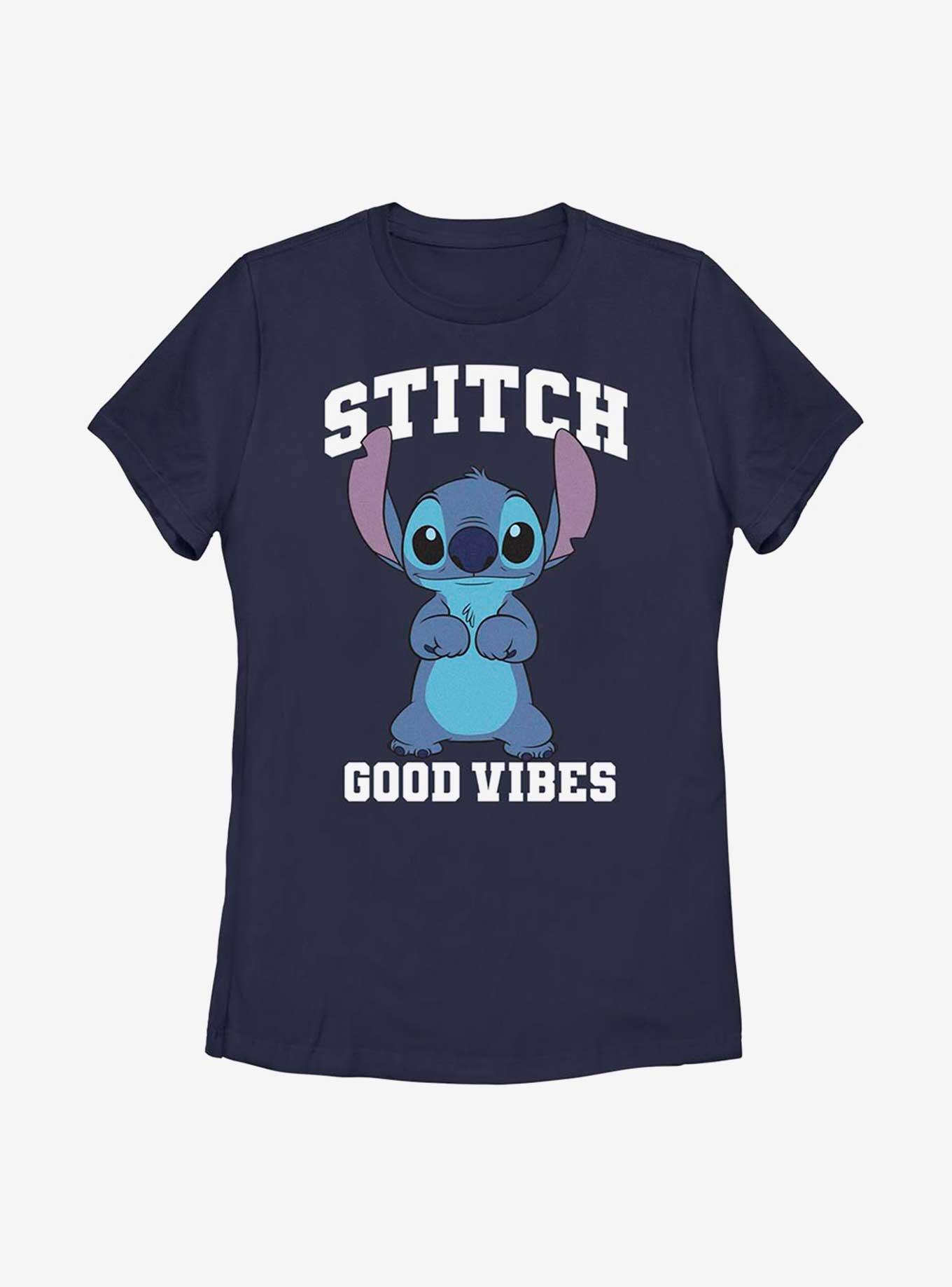 Disney Lilo And Stitch Good Vibes Womens T-Shirt, NAVY, hi-res