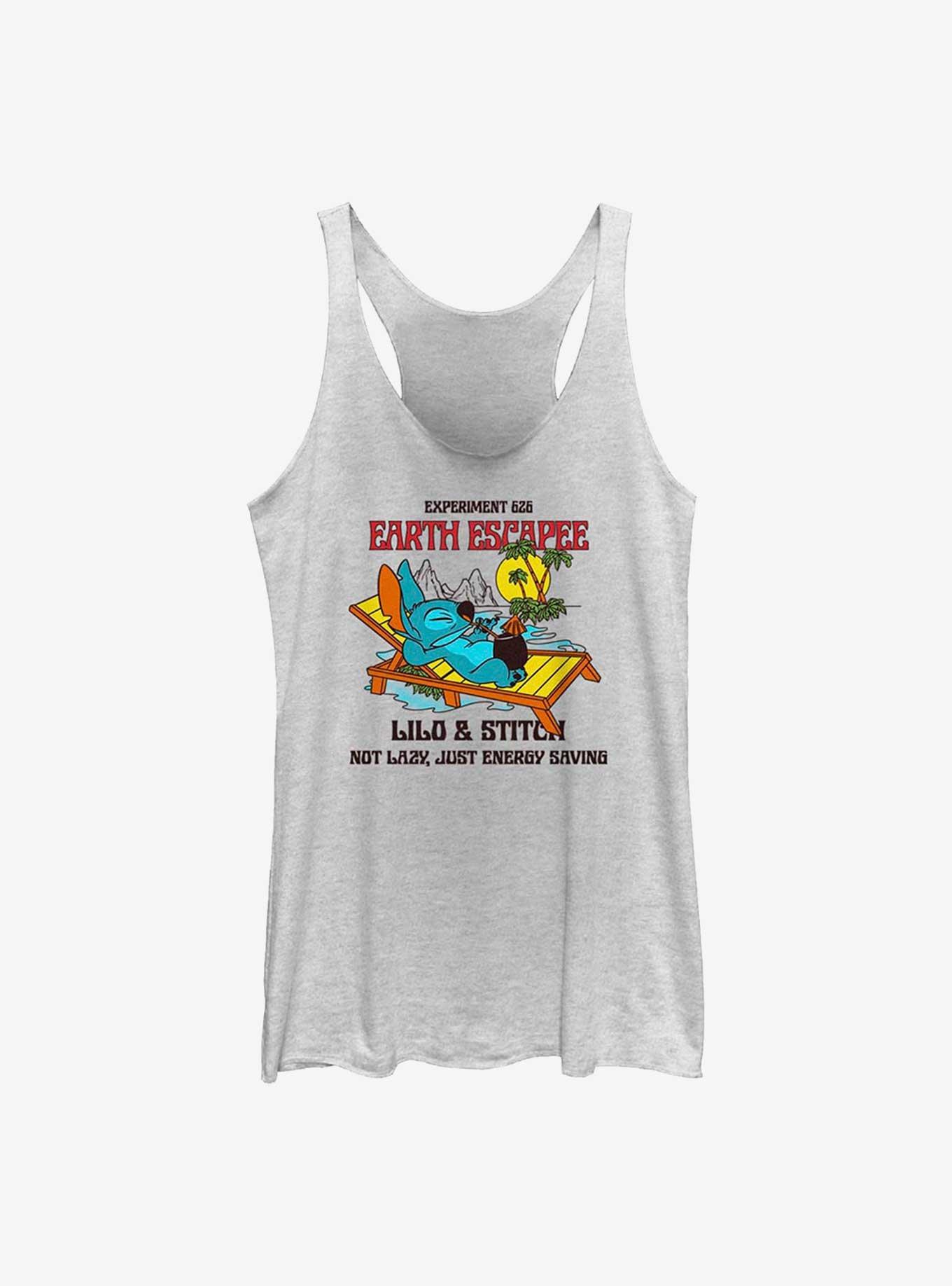Disney Lilo And Stitch Lazy Stitch Back Womens Tank Top, WHITE HTR, hi-res