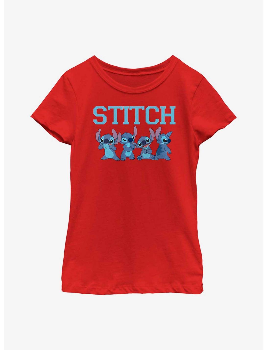 Disney Lilo And Stitch Happy Stitch Youth Girls T-Shirt, RED, hi-res