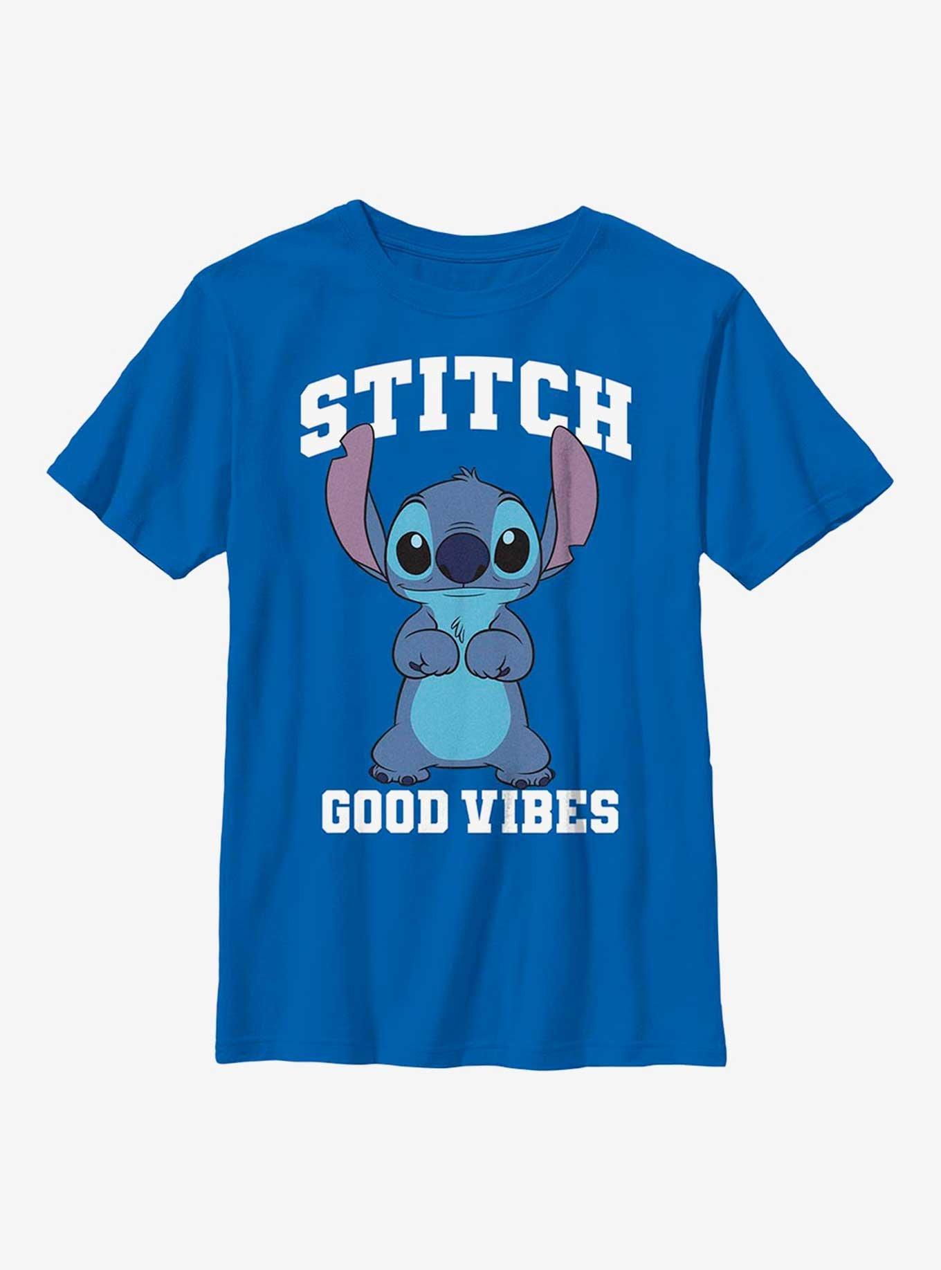 Disney Lilo And Stitch Good Vibes Youth T-Shirt, ROYAL, hi-res view 1