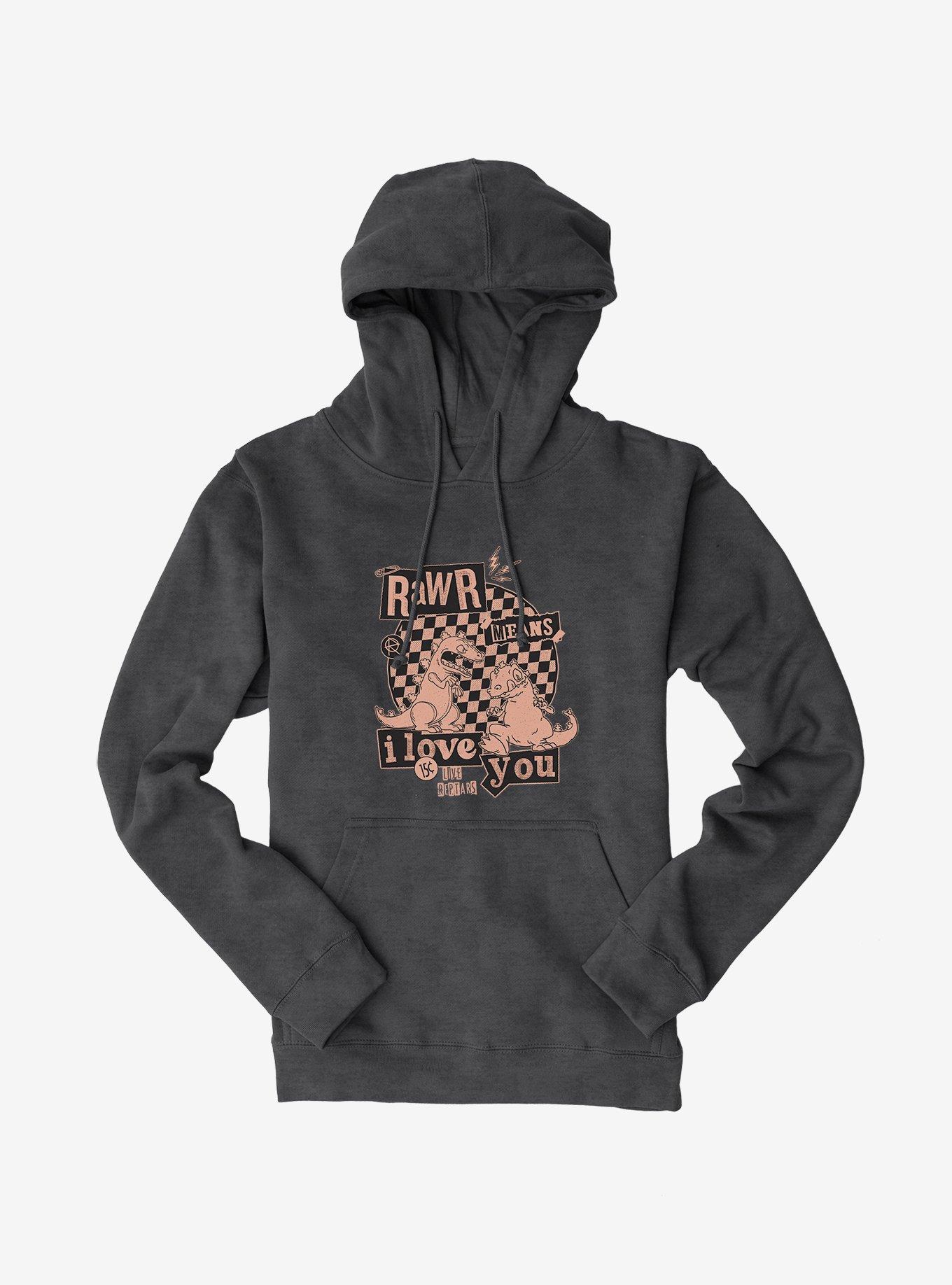 Rugrats Punk Poster Rawr Means I Love You Hoodie, CHARCOAL HEATHER, hi-res