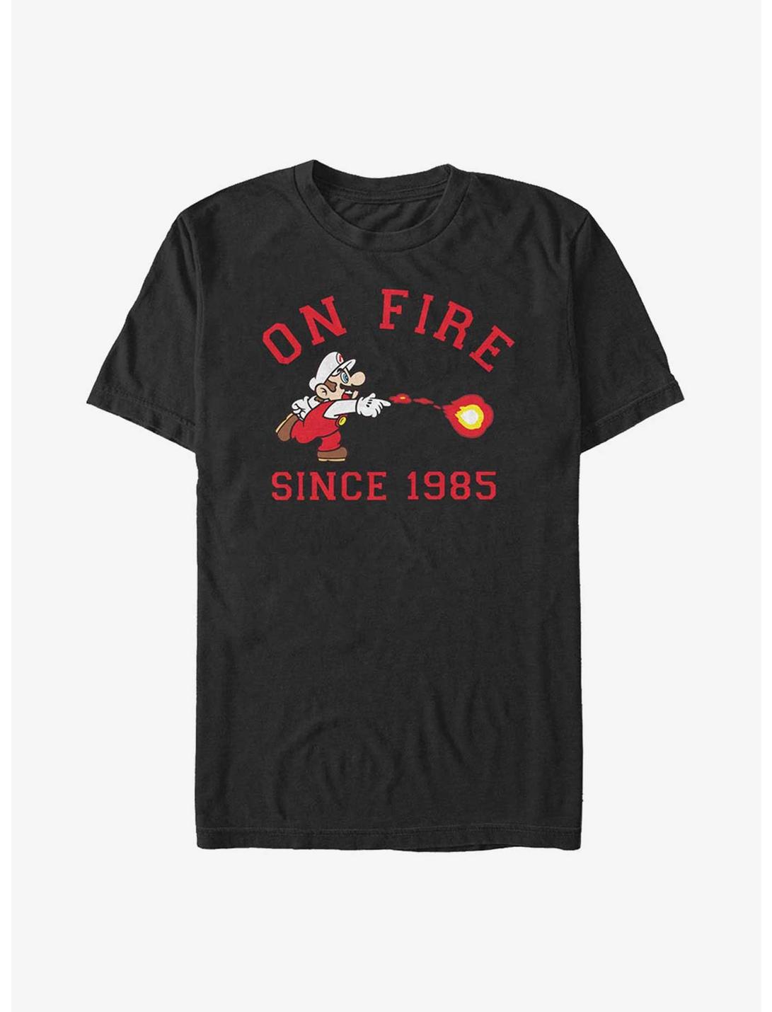 Nintendo Super Mario On Fire Since 1985 T-Shirt, BLACK, hi-res