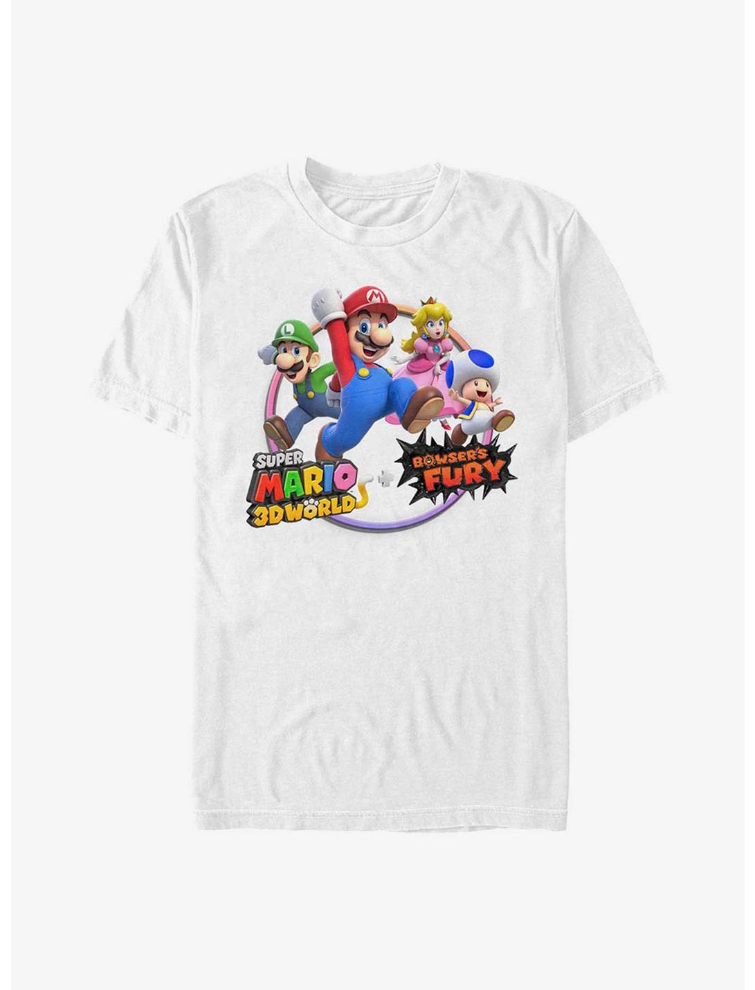 Nintendo Super Mario 3D World Bowser's Fury Group T-Shirt, WHITE, hi-res