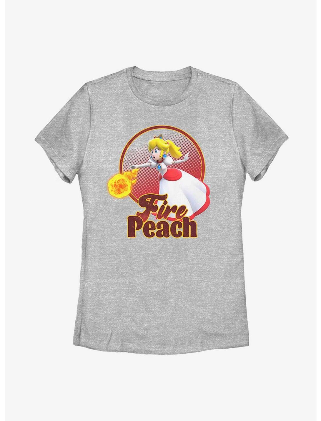 Nintendo Super Mario Bros Fire Peach Womens T-Shirt, ATH HTR, hi-res