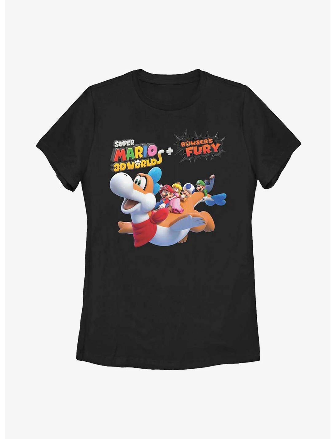 Nintendo Super Mario 3D World Bowser's Fury Fly Through Womens T-Shirt, BLACK, hi-res