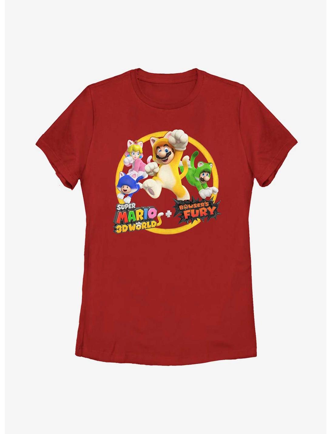 Nintendo Super Mario Cat Costume Circle Womens T-Shirt, RED, hi-res