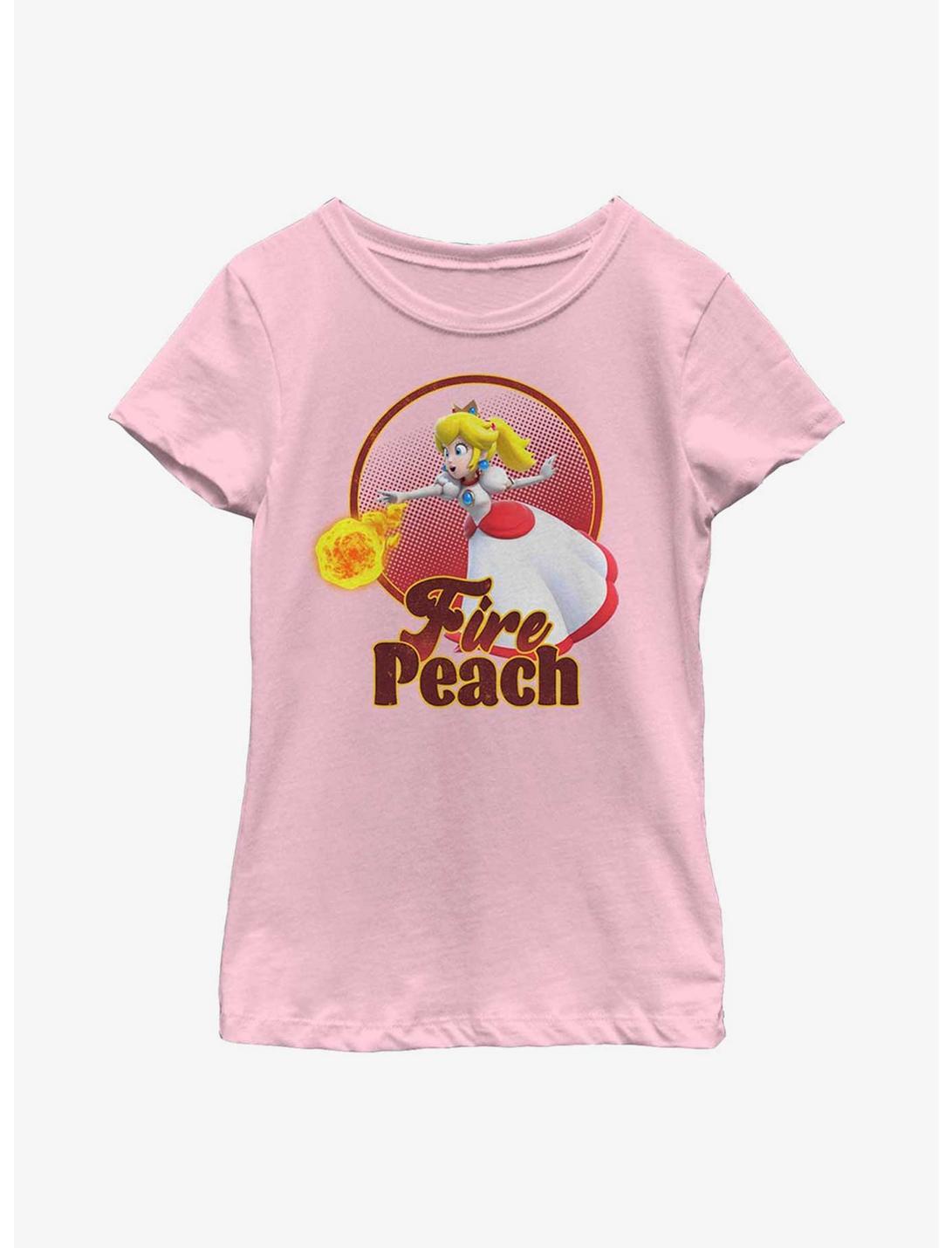 Nintendo Super Mario Bros Fire Peach Youth Girl T-Shirt, PINK, hi-res