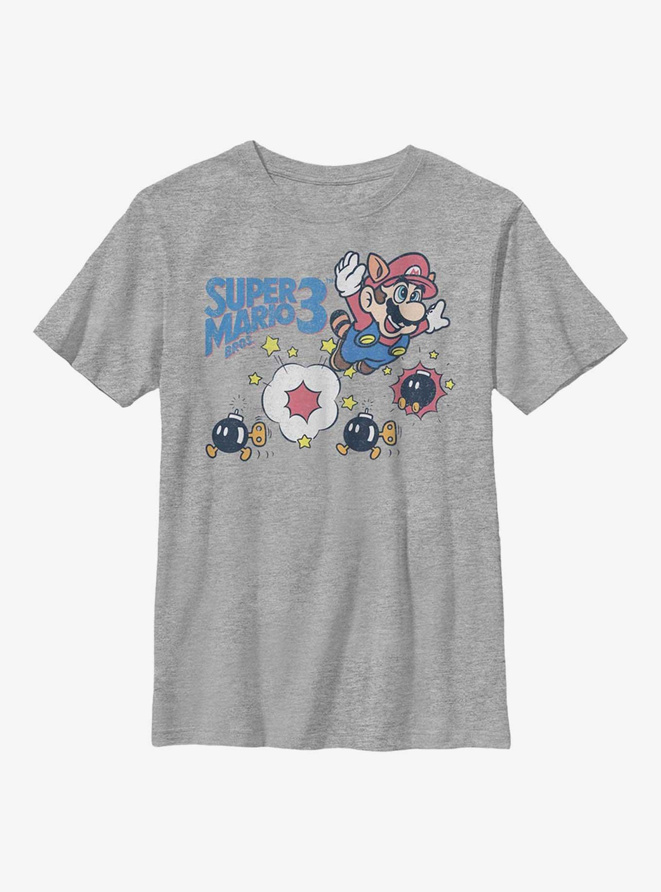 Nintendo Super Mario Bros. 3 Retro Youth T-Shirt - GREY | BoxLunch