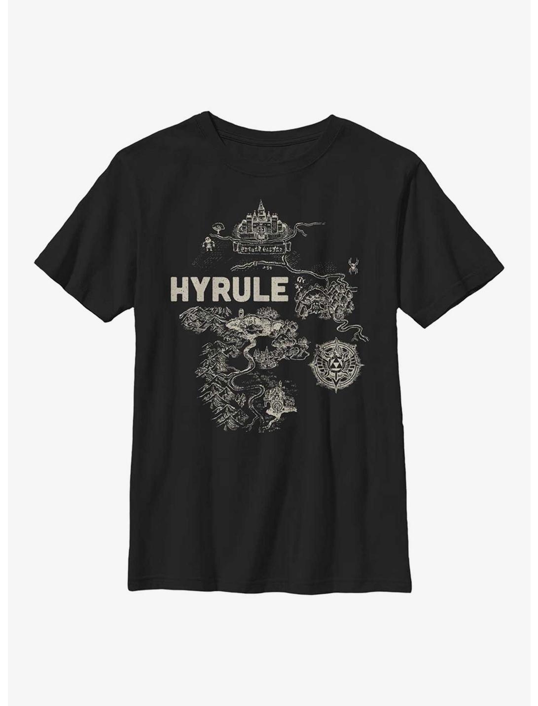 Nintendo The Legend Of Zelda Hyrule Regional Map Youth T-Shirt, BLACK, hi-res