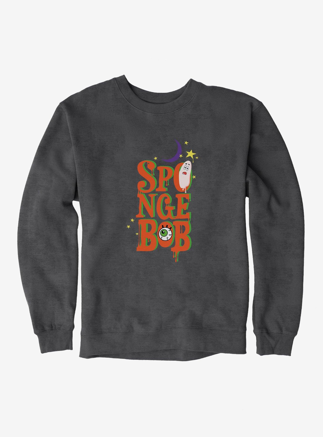 SpongeBob SquarePants Halloween Spooky Font Sweatshirt, CHARCOAL HEATHER, hi-res
