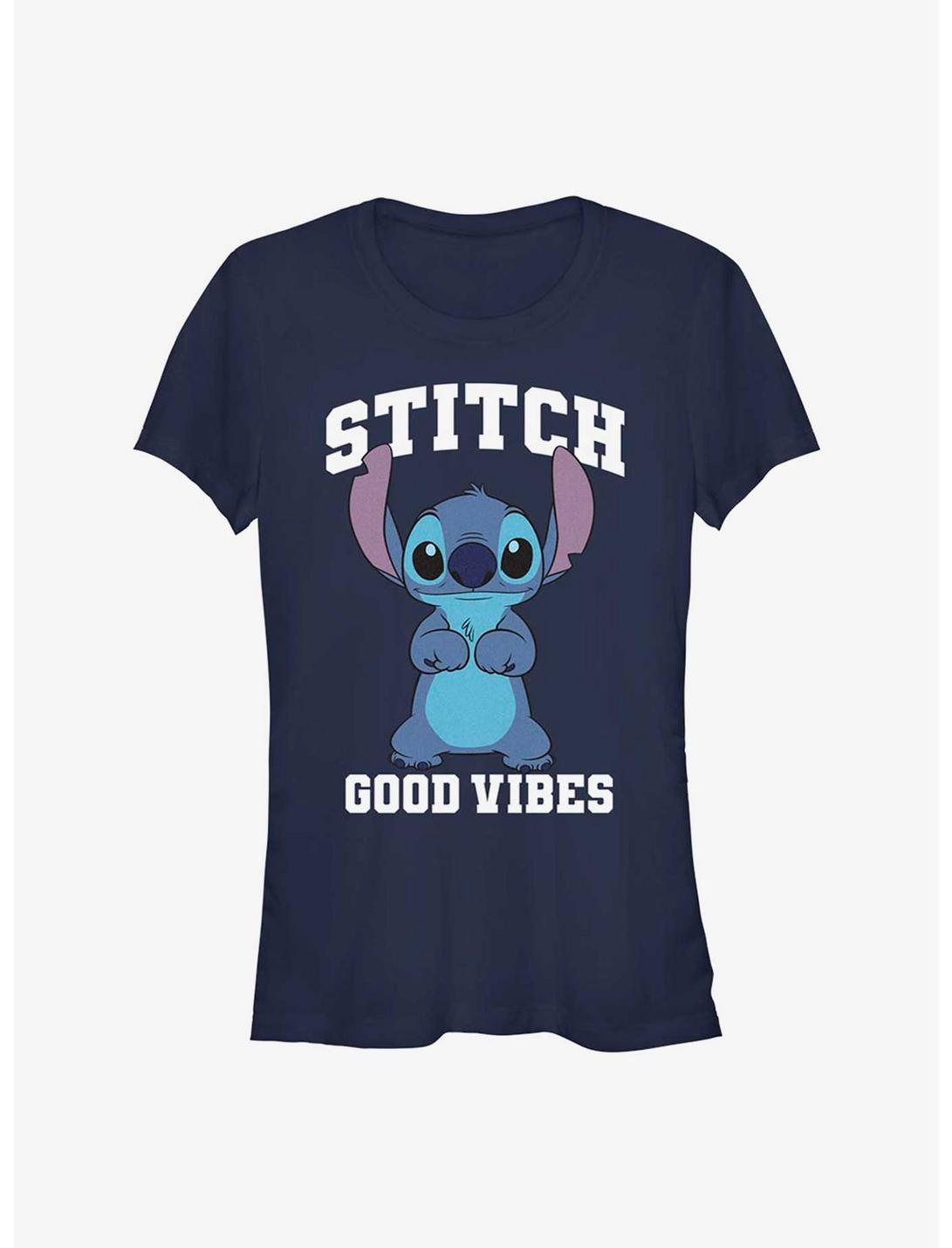 Dsny Lilo Stch Stitch Good Vibes Girls T-Shirt, NAVY, hi-res