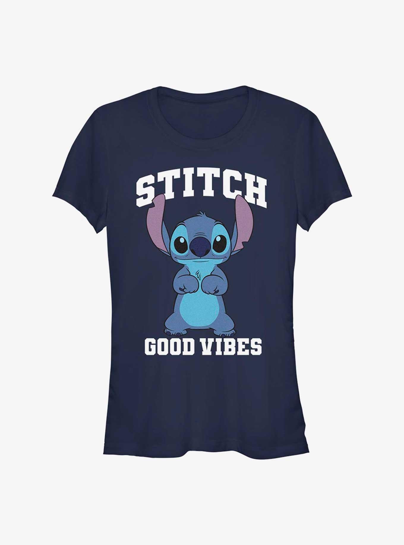Disney Lilo & Stitch Good Vibes Girls T-Shirt, NAVY, hi-res