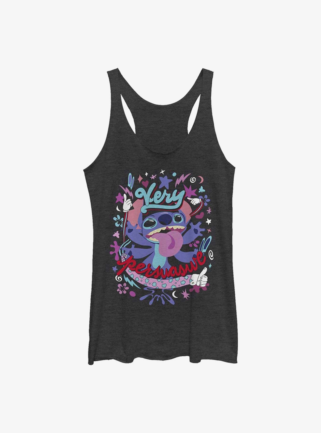 Disney Lilo & Stitch Very Persuasive Girls Raw Edge Tank, BLK HTR, hi-res