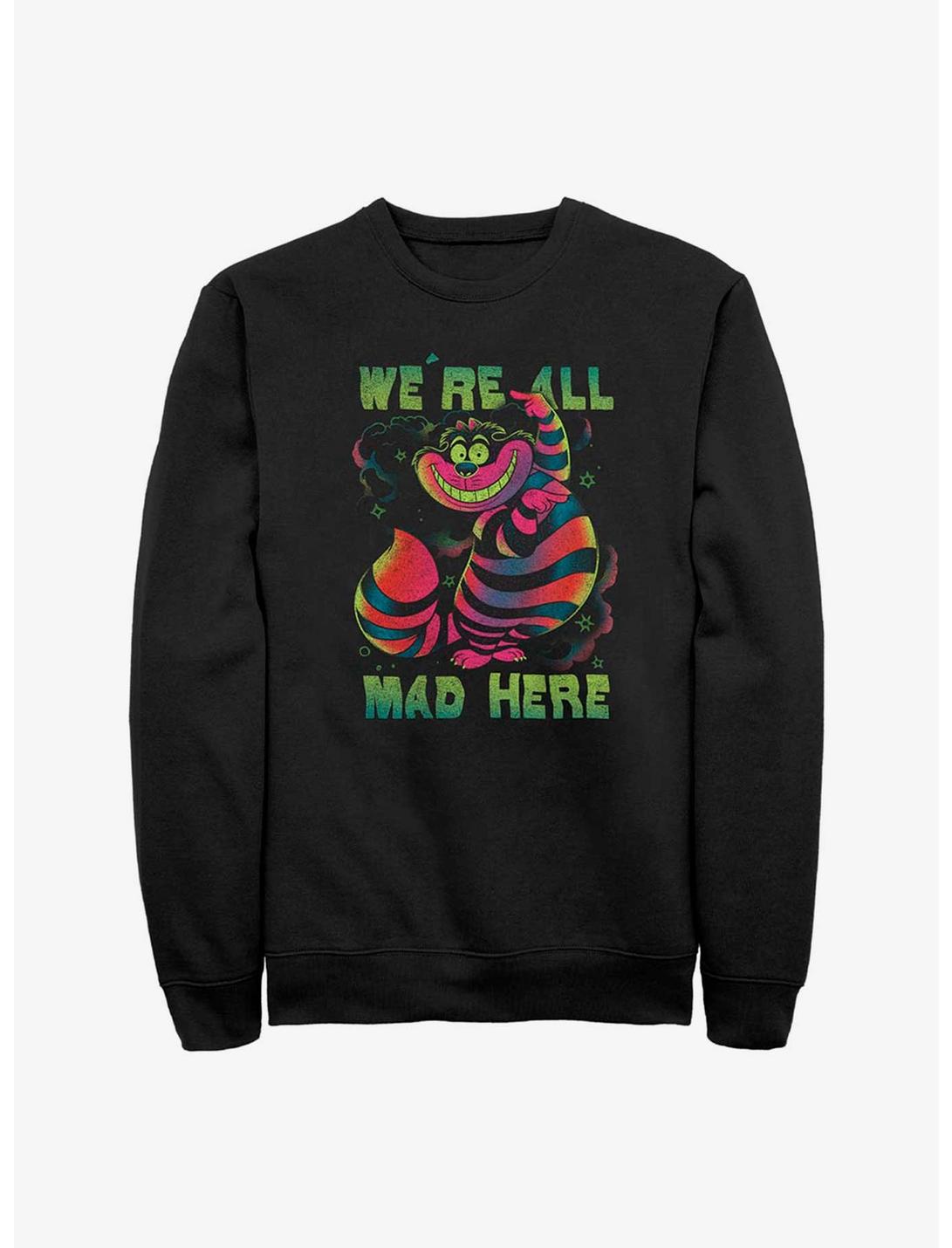 Disney Alice In Wonderland Cheshire Cat Rainbow Sweatshirt, BLACK, hi-res