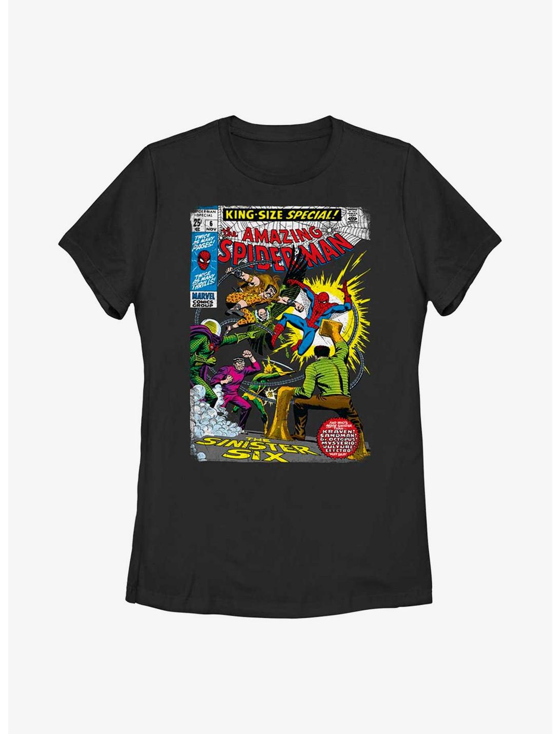 Marvel Spider-Man Sinister Six Comic Womens T-Shirt, BLACK, hi-res