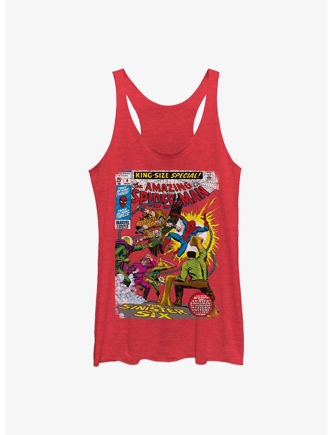 Marvel Spider-Man Sinister Six Comic Womens Tank Top, RED HTR, hi-res