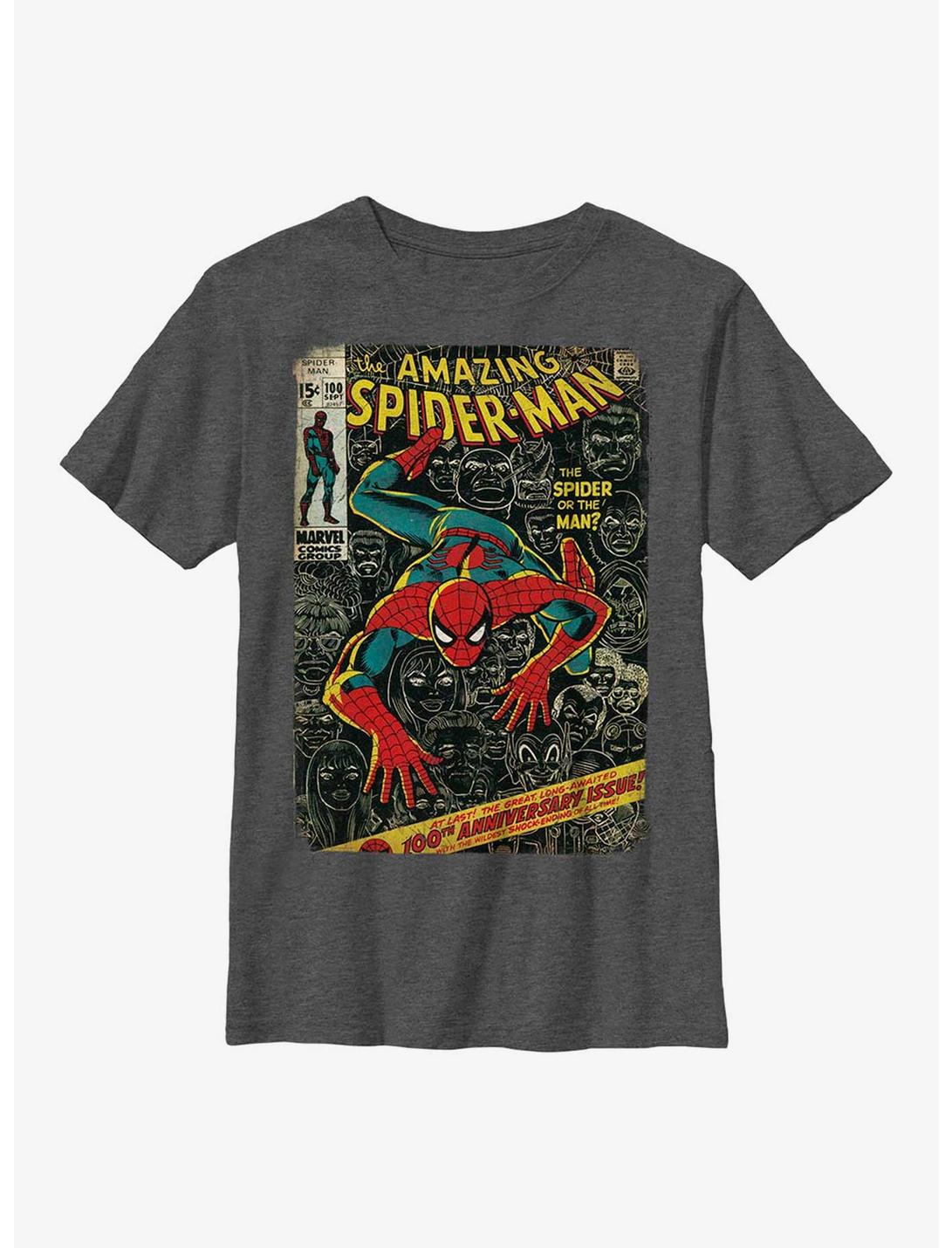 Marvel Spider-Man Comic Cover Youth T-Shirt, CHAR HTR, hi-res