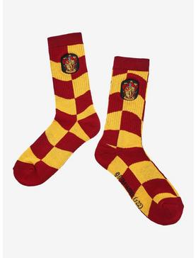 Harry Potter Gryffindor Crest Wavy Checkered Crew Socks - BoxLunch Exclusive , , hi-res