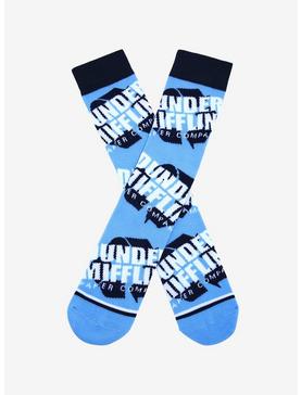 Plus Size The Office Dunder Mifflin Allover Print Logo Crew Socks - BoxLunch Exclusive, , hi-res