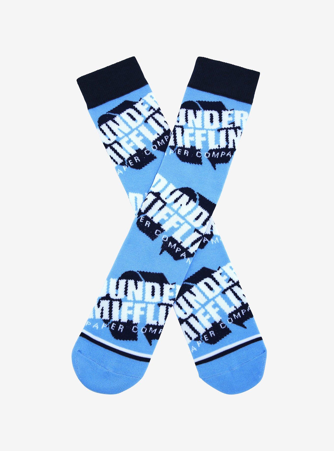 The Office Dunder Mifflin Allover Print Logo Crew Socks - BoxLunch Exclusive, , hi-res