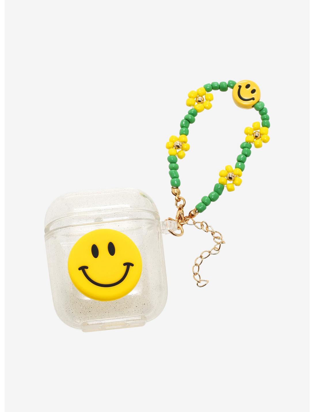 Smiling Face Glitter Wireless Earbud Case Cover, , hi-res