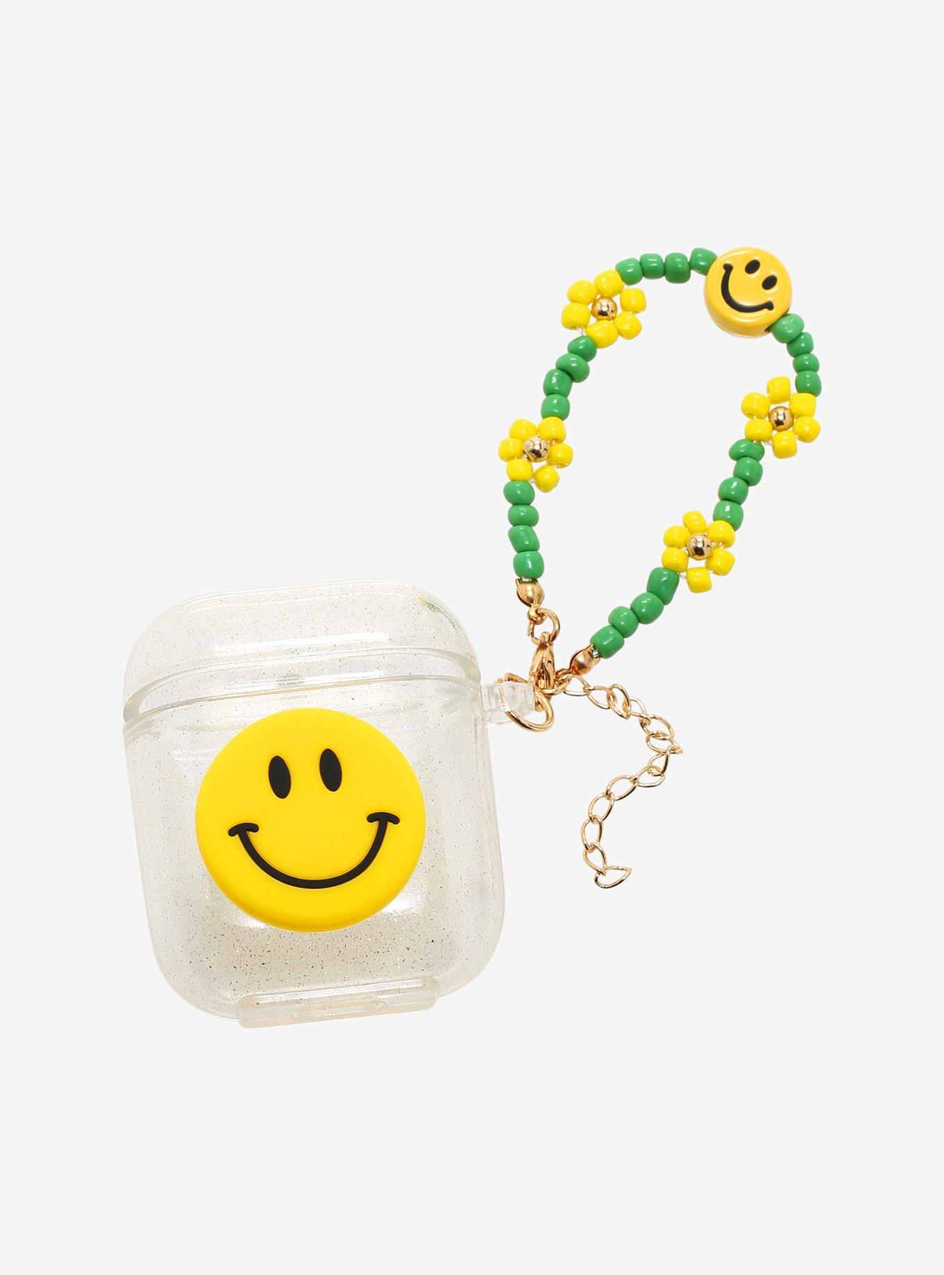 Smiling Face Glitter Wireless Earbud Case Cover, , hi-res