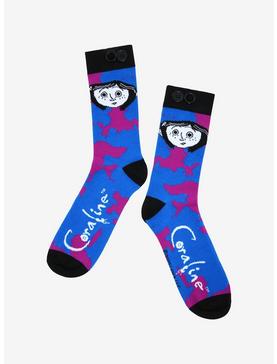 Coraline Button Eyes Tie-Dye Crew Socks - BoxLunch Exclusive , , hi-res