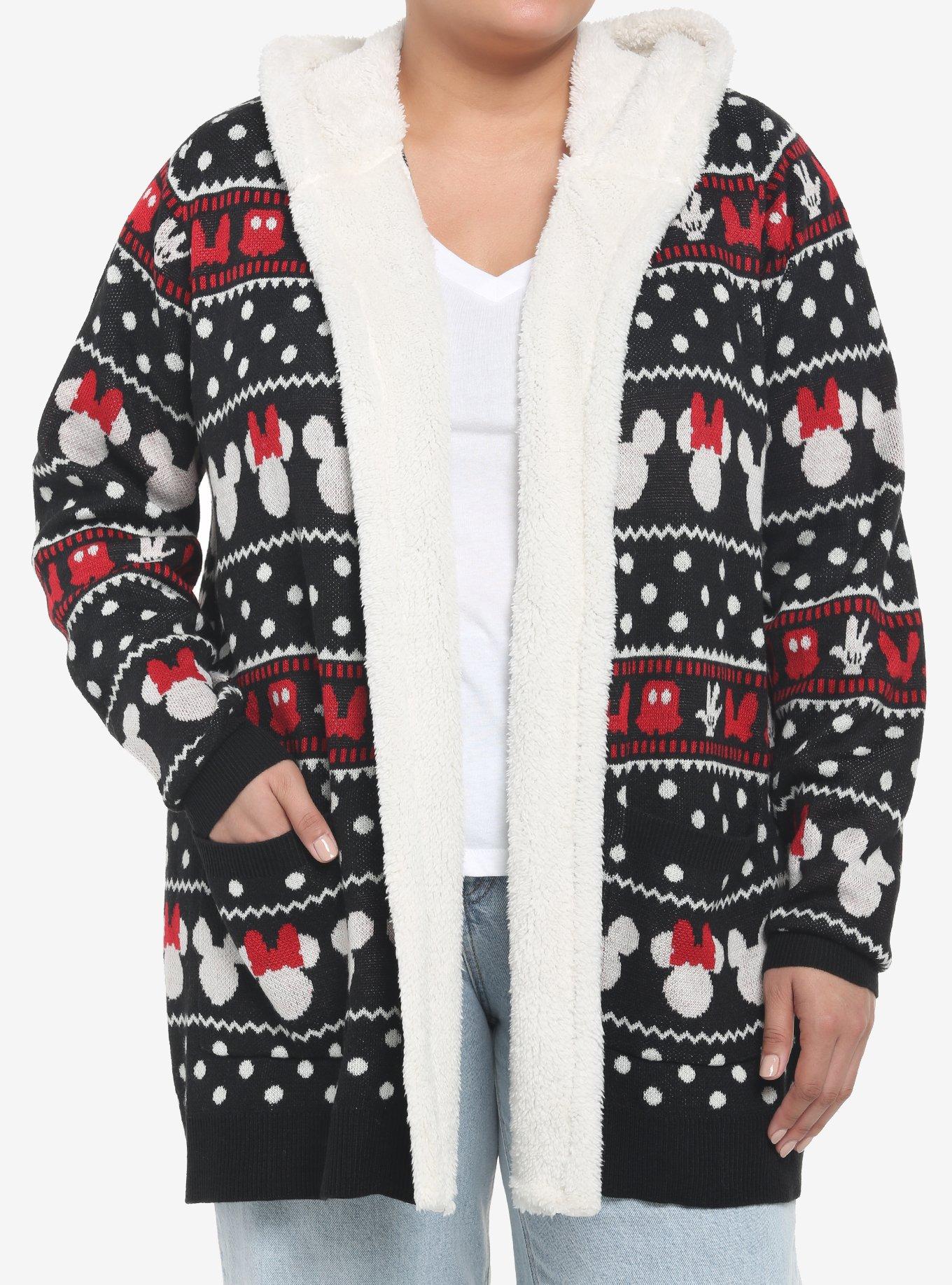 Disney Mickey Mouse & Minnie Mouse Sherpa Open Cardigan Plus Size, MULTI, hi-res