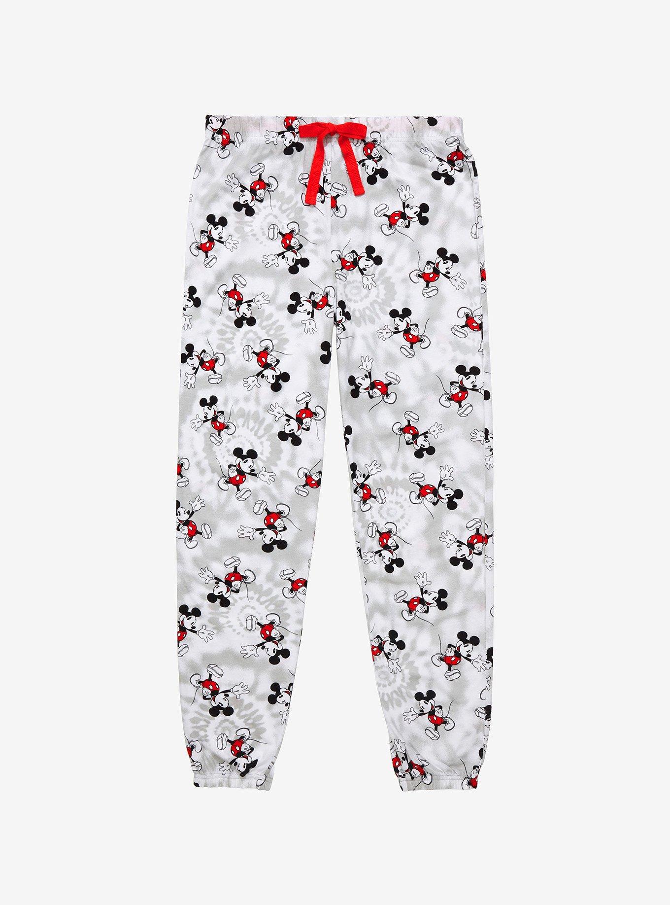 Disney Mickey Mouse Womens Pajama Pants Lounge Jogger, Red, Mickey