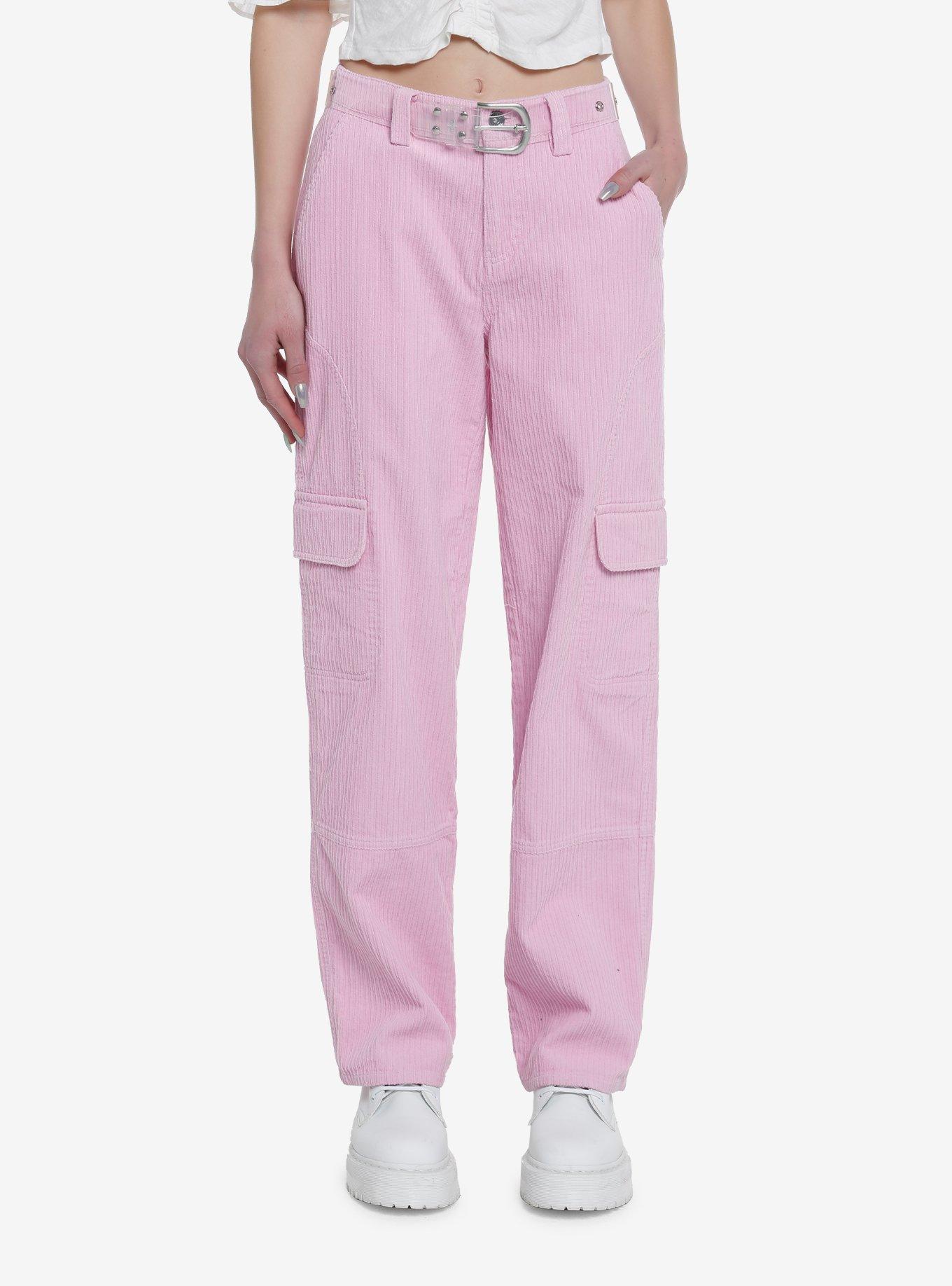 Pink Cord Cargo Pants