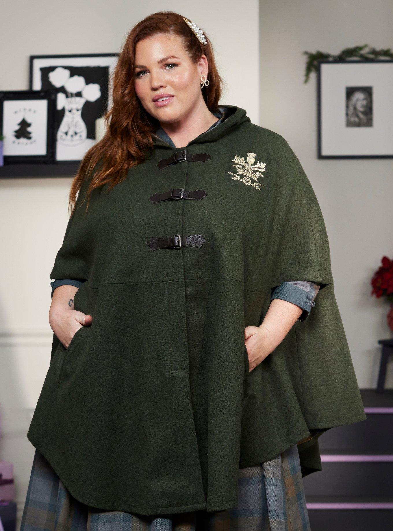 Plus size cape hot sale coat with hood