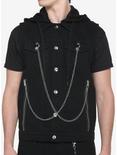 Black Double Chain Denim Vest, BLACK, hi-res