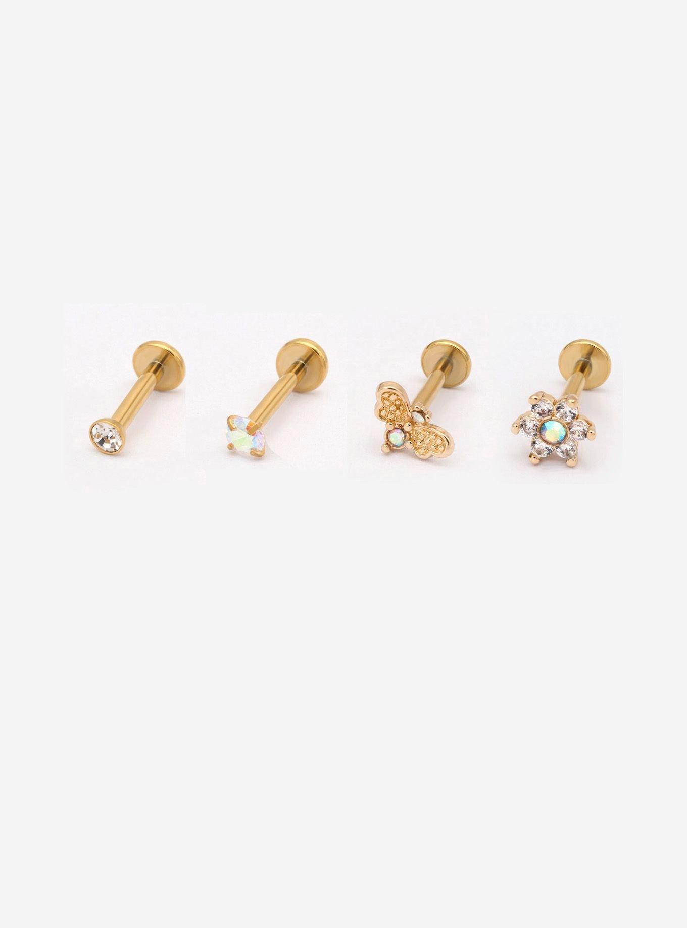 Steel Floral Bee Labret 4 Pack | Hot Topic
