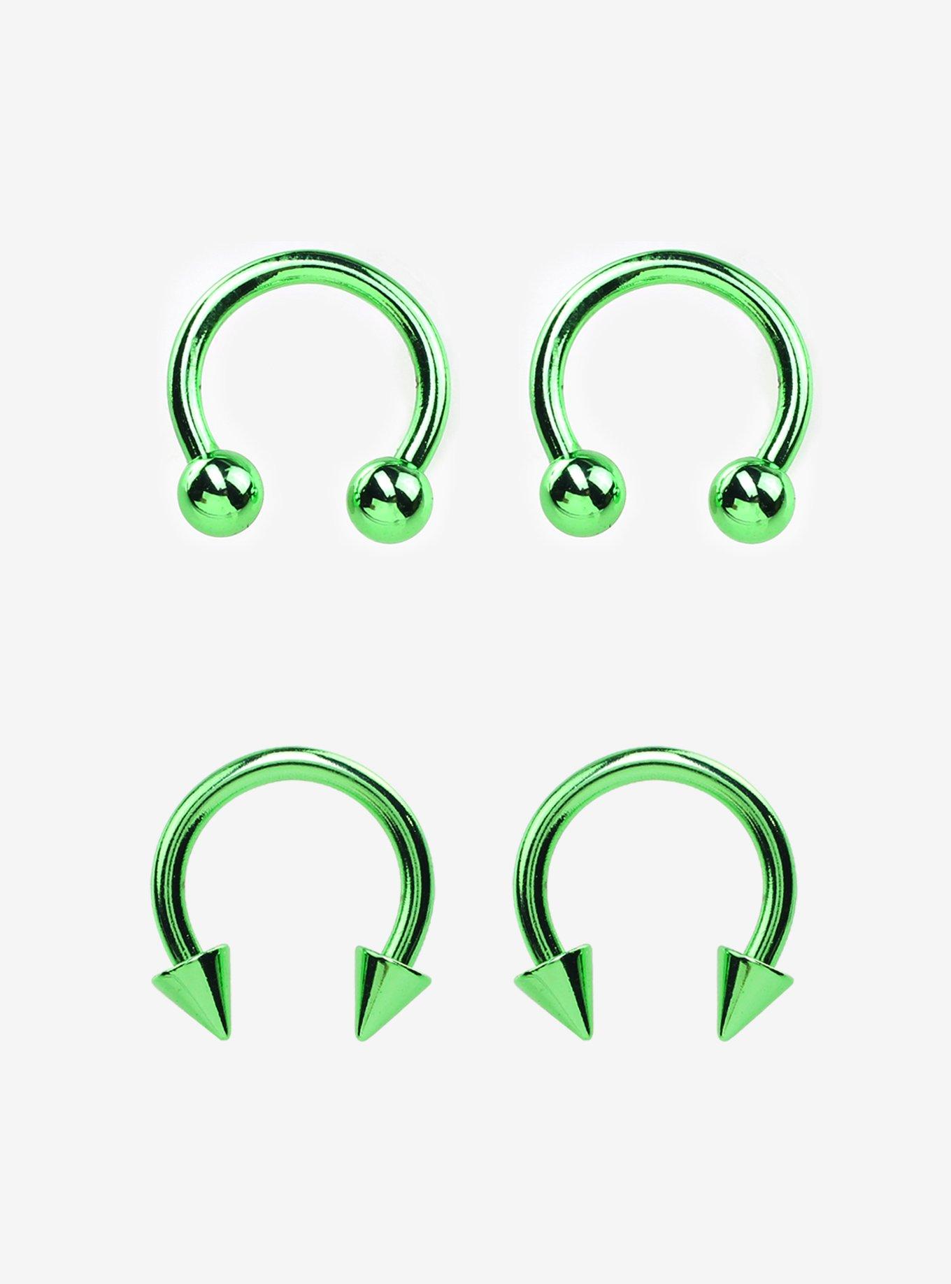 Steel Green Circular Barbell 4 Pack, GREEN, hi-res