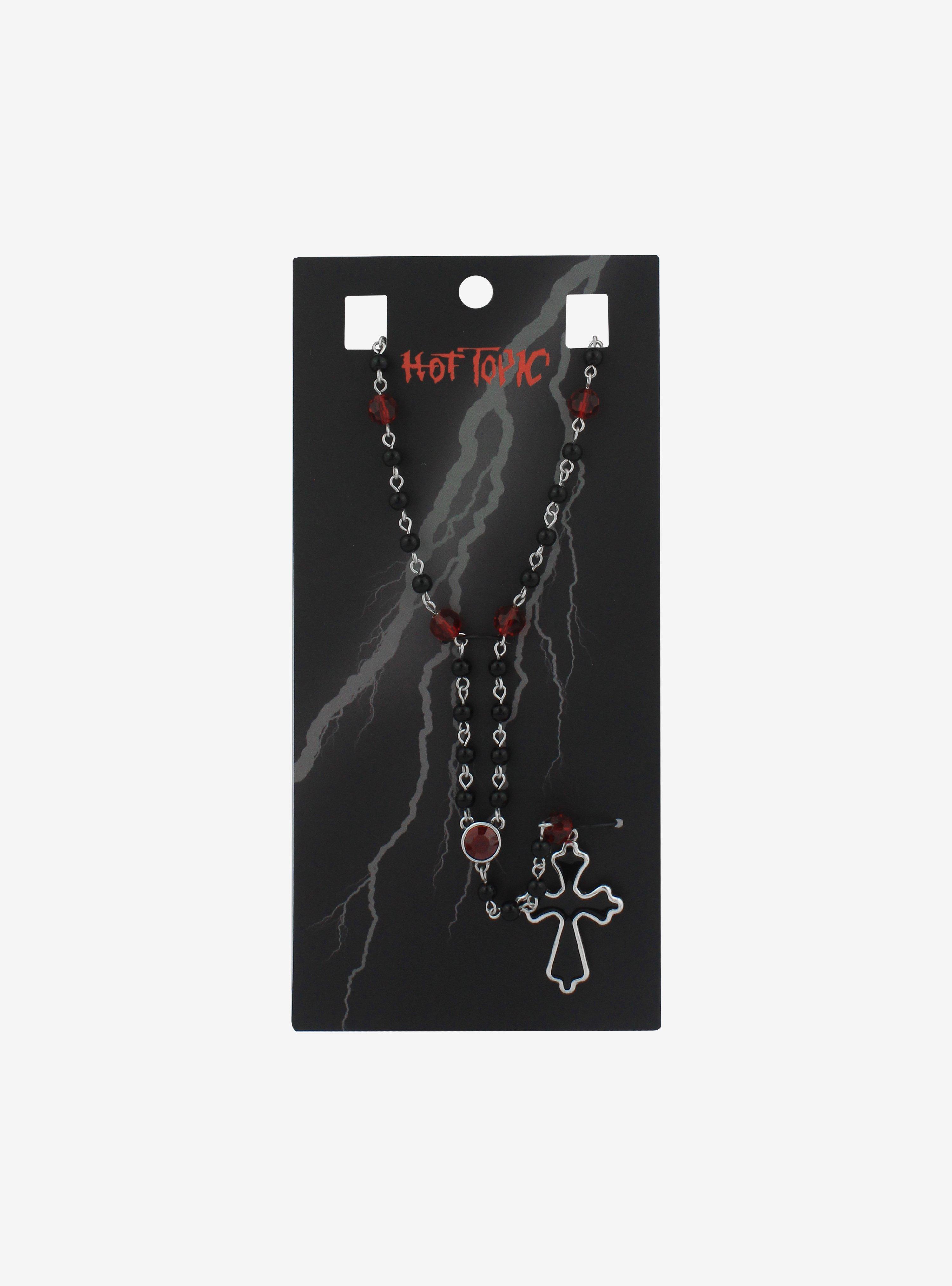 Dark Rosary Necklace, , hi-res
