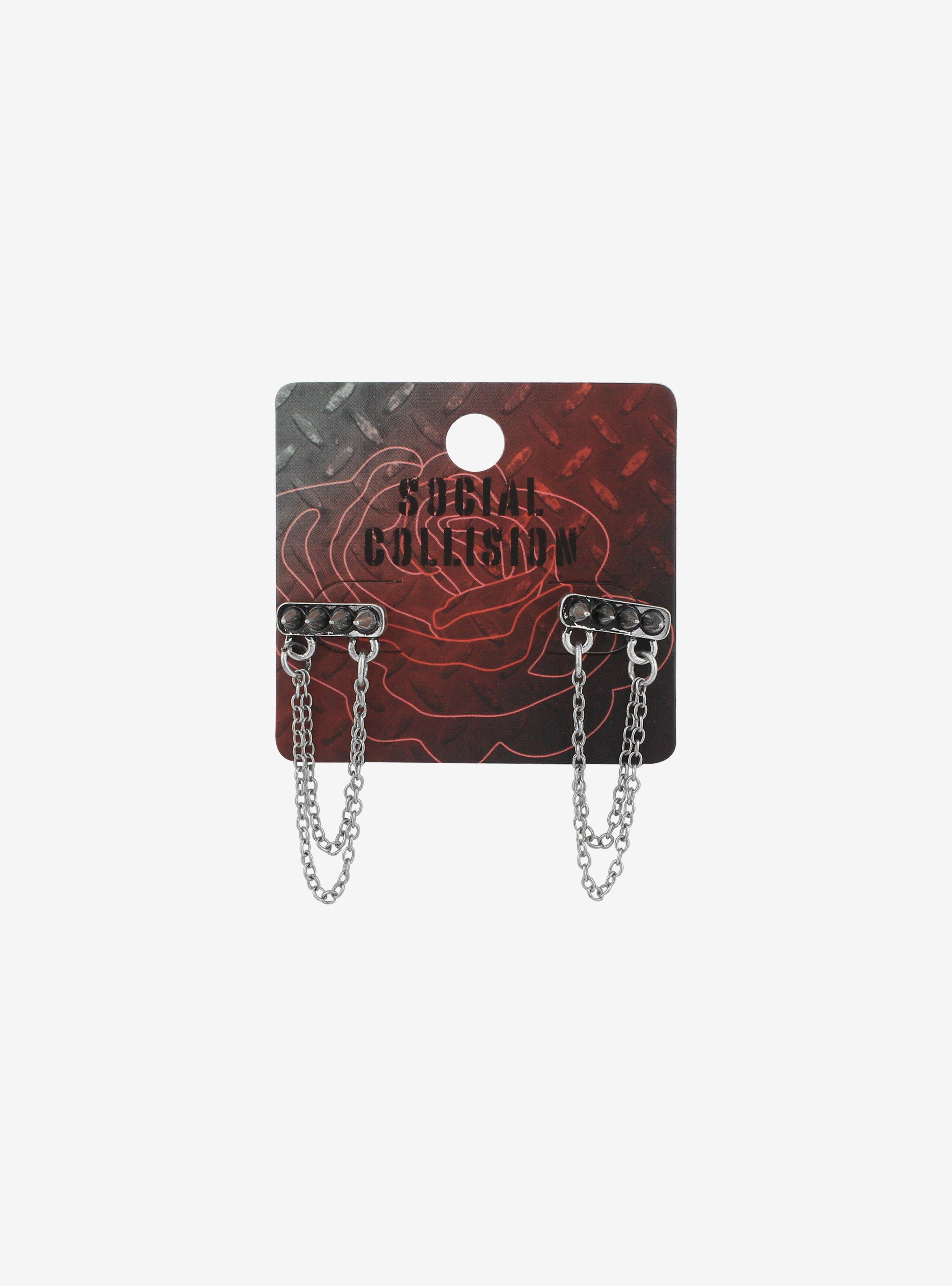 Spikes & Chains Earrings, , hi-res