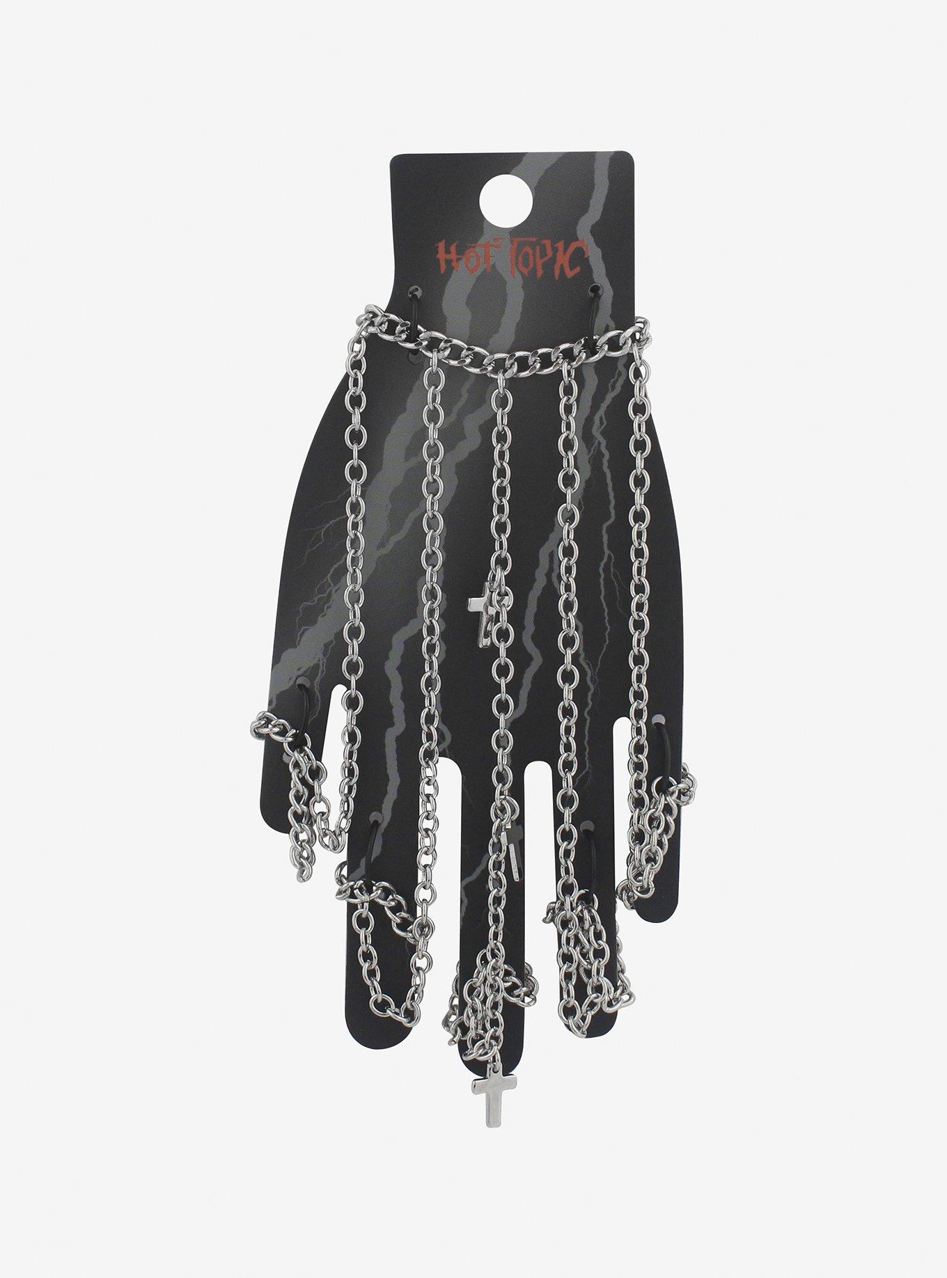 Cross Chain Hand Ring Bracelet, , hi-res