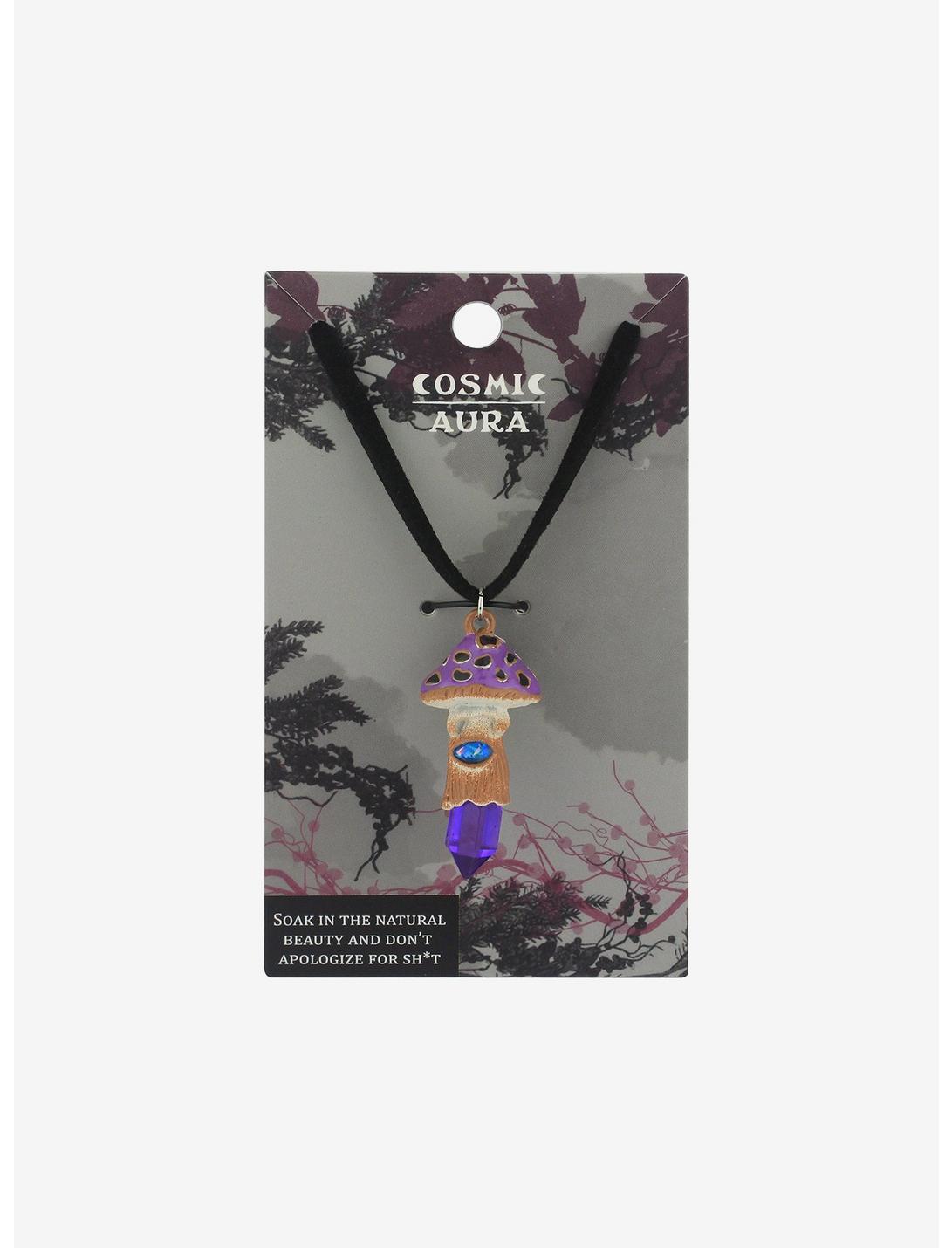 Purple Mushroom Crystal Necklace, , hi-res