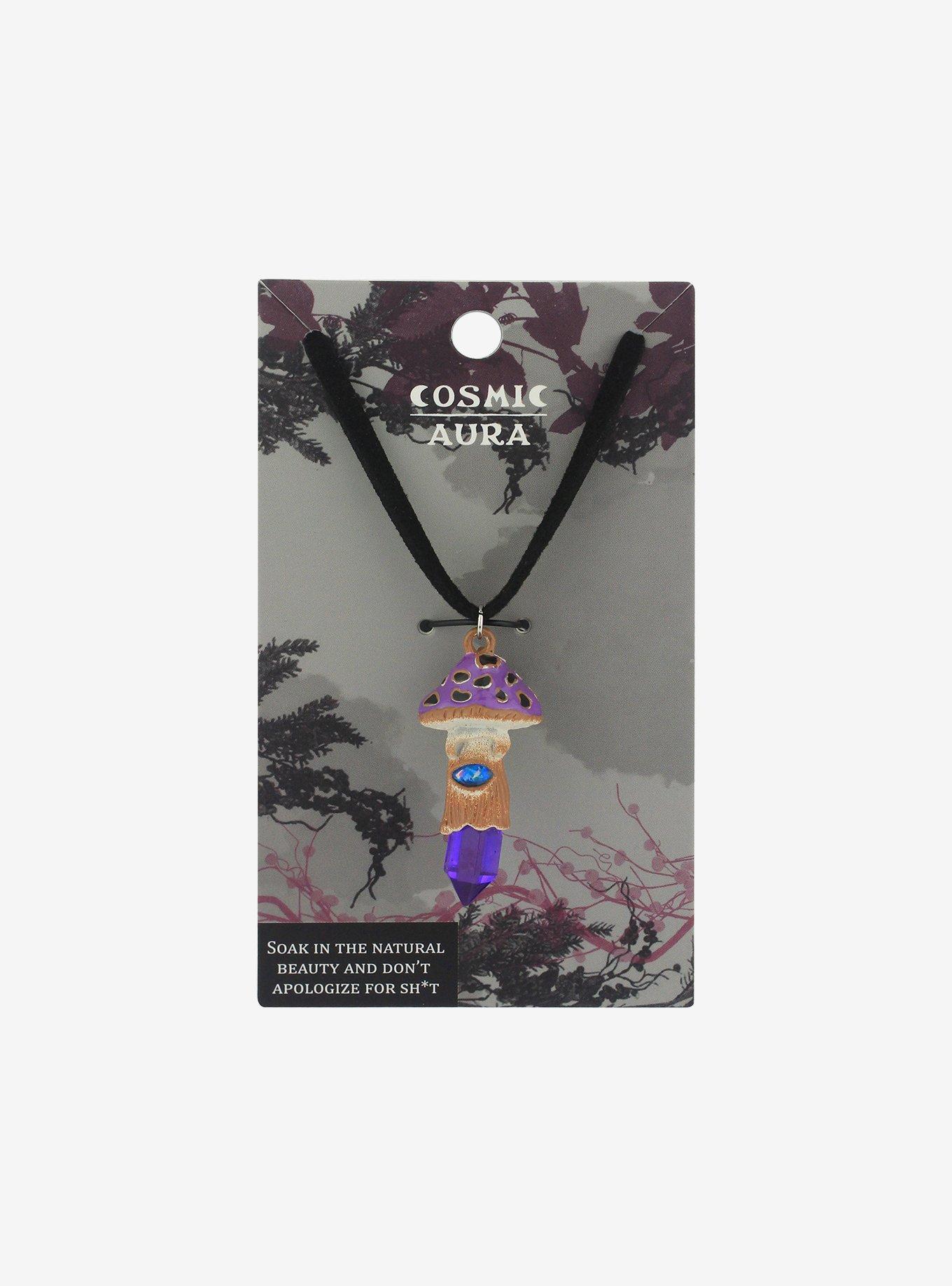 Purple Mushroom Crystal Necklace, , hi-res